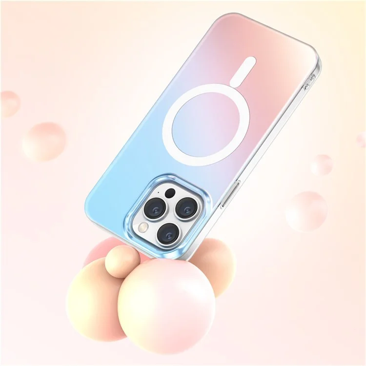 For iPhone 15 Pro Case Compatible with MagSafe Laser Gradient Effect TPU+PC Phone Cover