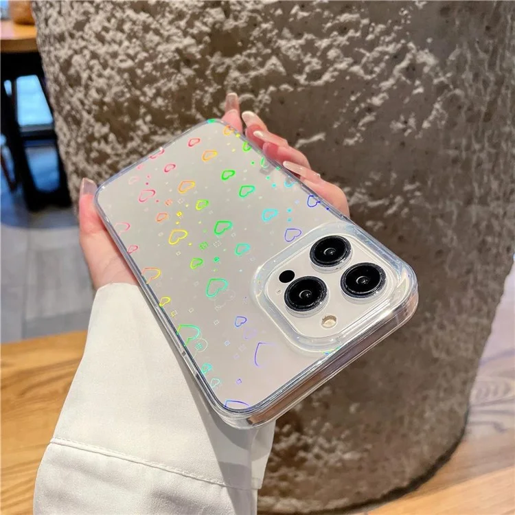 Para Iphone 15 Pro Clear Case Láser Patrón Cardíaco IMD TPU+PC Protective Telephip Cover