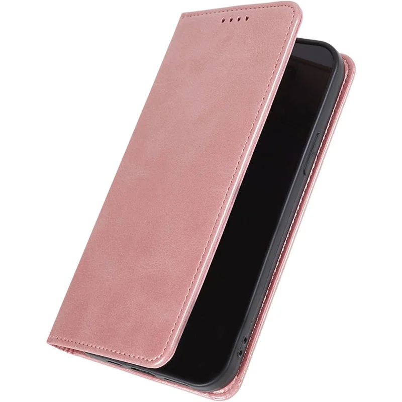 For TCL 50 5G Case Strong Magnetic PU Leather Phone Cover Calf Texture - Rose Gold