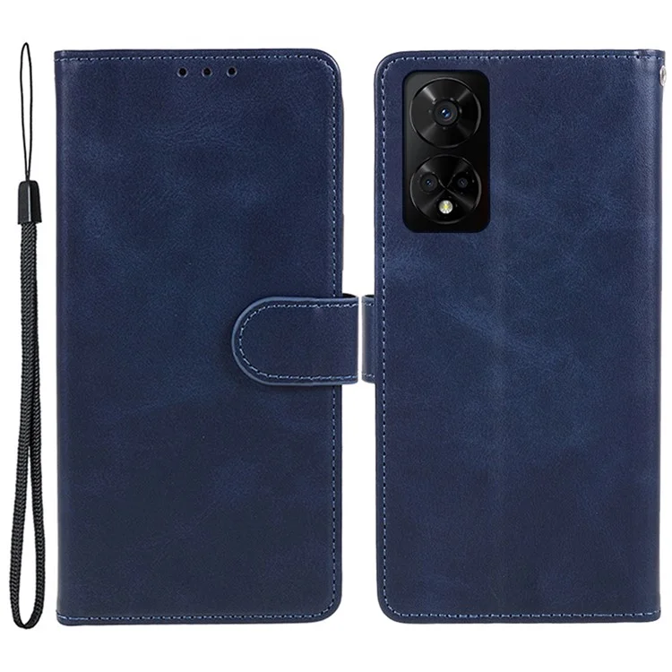 Para TCL 50 5G Funda de Cuero PU Cartera Protectora de Teléfono Textura de Ternera - Azul