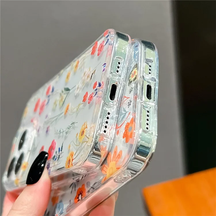 Pour Iphone 15 Pro Max Case IMD Floral Pattern Tpu + pc Protective Téléphone Cover - F4