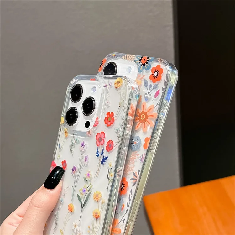 Pour Iphone 15 Pro Max Case IMD Floral Pattern Tpu + pc Protective Téléphone Cover - F4