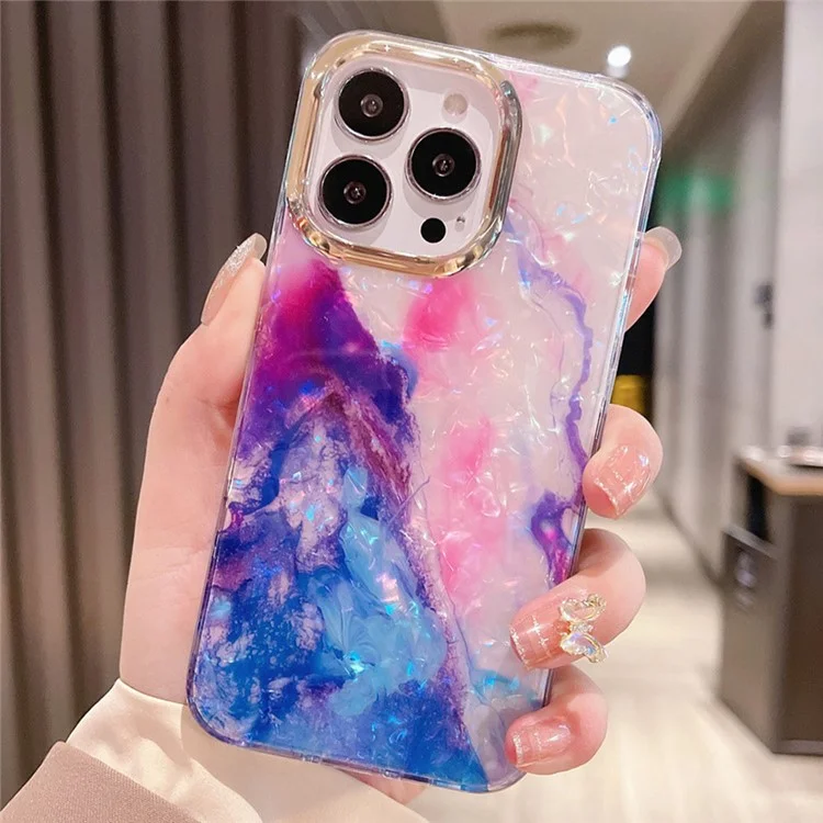 For iPhone 15 Pro Max Case IMD Marble Shell Pattern TPU+PC Phone Cover - Style 8