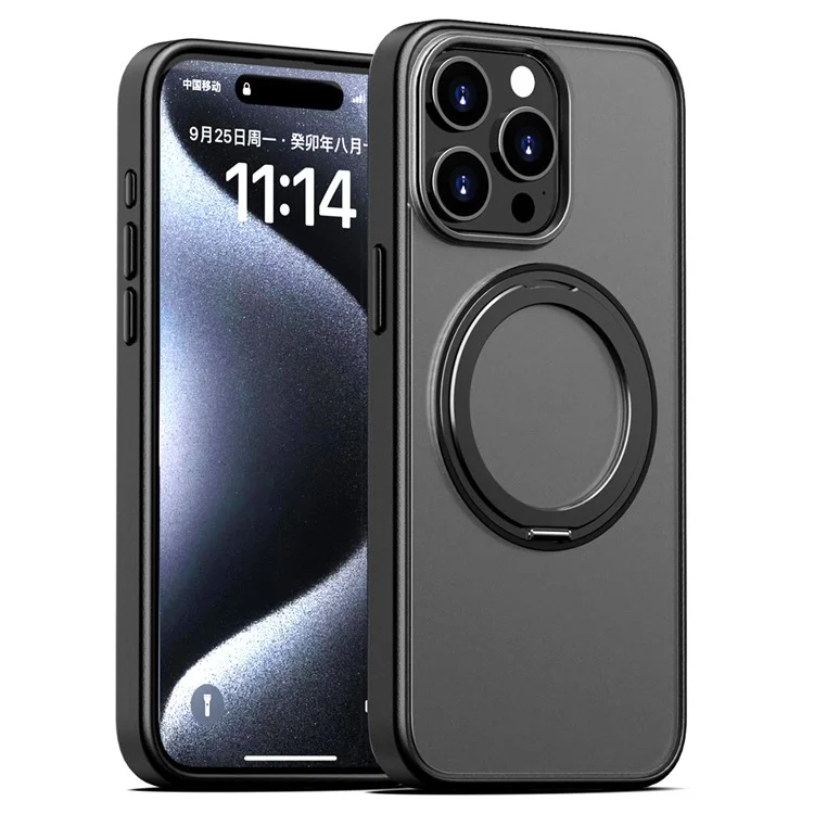 Für Das Iphone 16 Pro Case Kompatibel Mit Magsafe PC+TPU -telefonabdeckung Kickstand - Transparent Schwarz