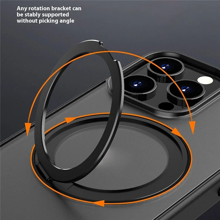 Für Das Iphone 16 Pro Case Kompatibel Mit Magsafe PC+TPU -telefonabdeckung Kickstand - Transparent Schwarz