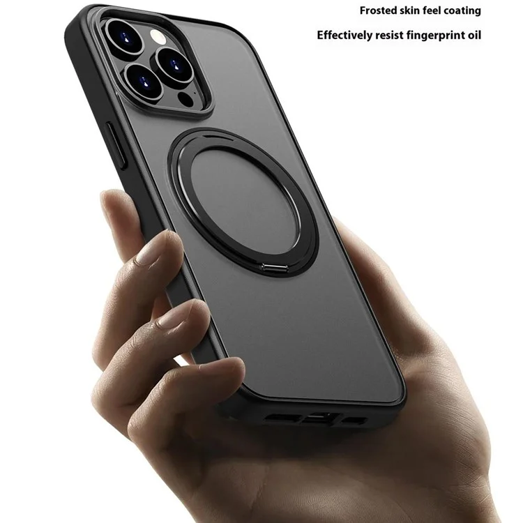 Für Das Iphone 16 Pro Case Kompatibel Mit Magsafe PC+TPU -telefonabdeckung Kickstand - Transparent Schwarz