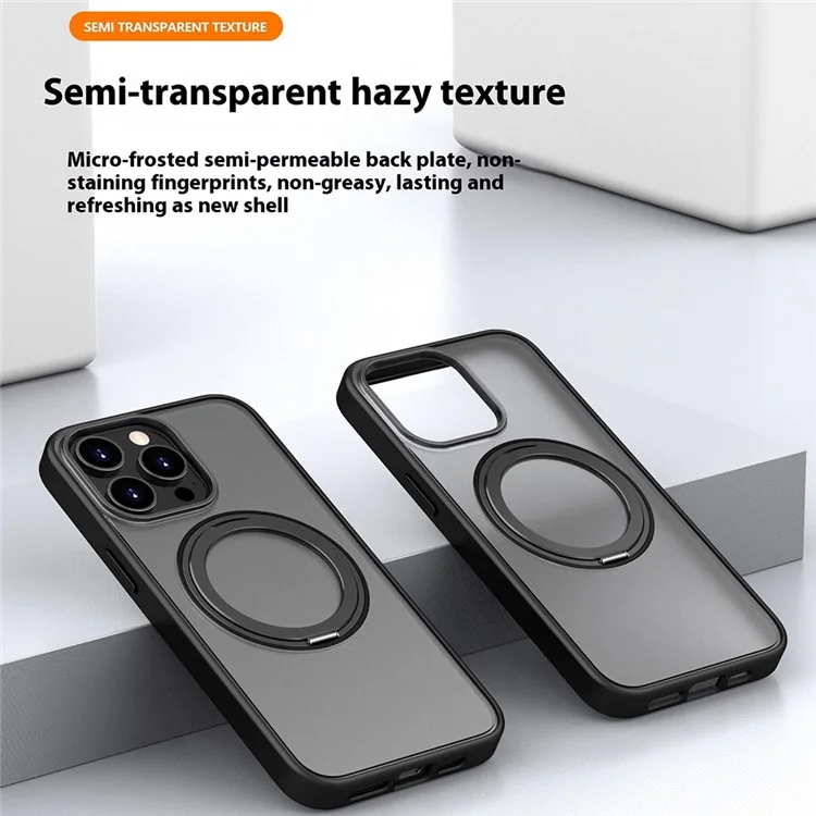 Para Iphone 15 Pro Case Compatible Con Magsafe PC+TPU Telep Cover Portada Kickstand - Negro Transparente