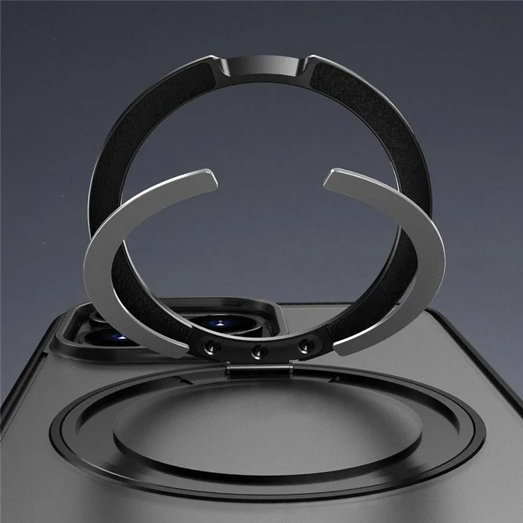 Para Iphone 15 Pro Case Compatible Con Magsafe PC+TPU Telep Cover Portada Kickstand - Negro Transparente