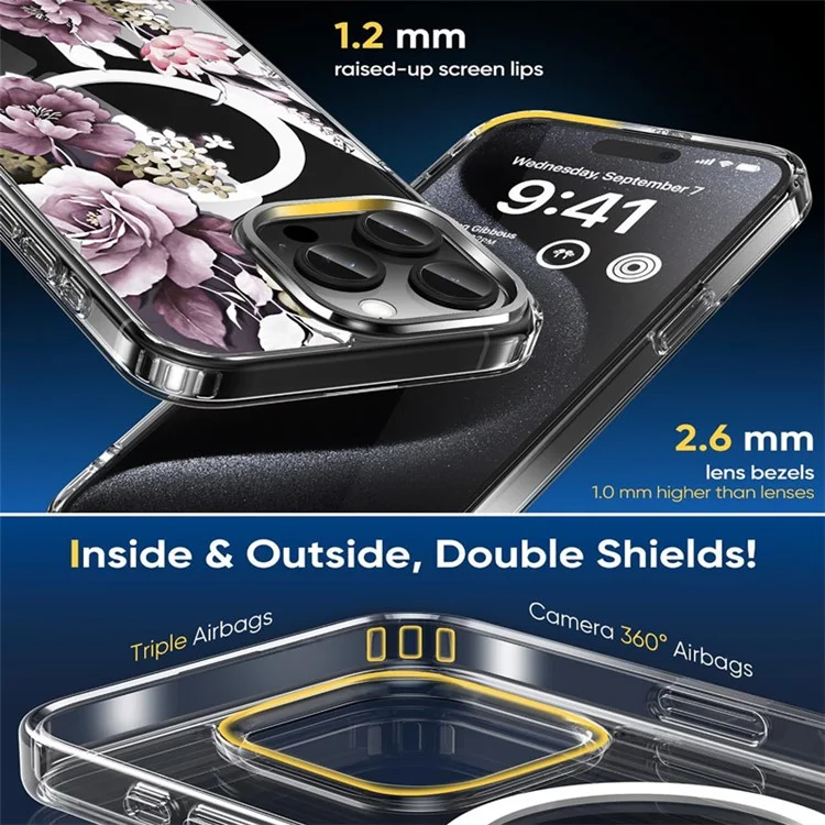 For iPhone 16 Pro Case TPU+PC Phone Cover Compatible with MagSafe