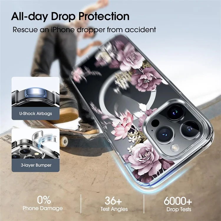 For iPhone 16 Pro Case TPU+PC Phone Cover Compatible with MagSafe