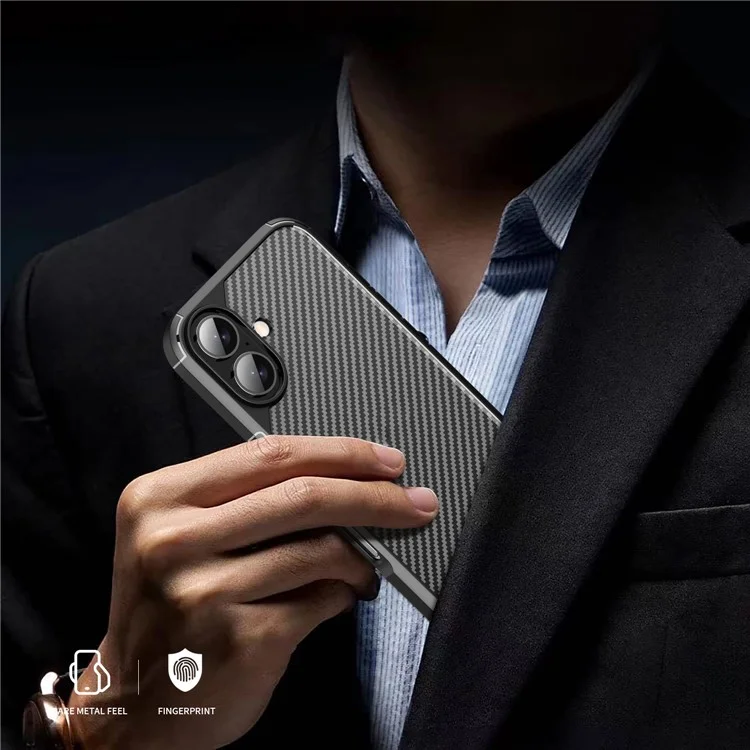 Pour iPhone 16 Plus Case Carbon Fiber Texture Anti-Scratch TPU+PC Back Cover