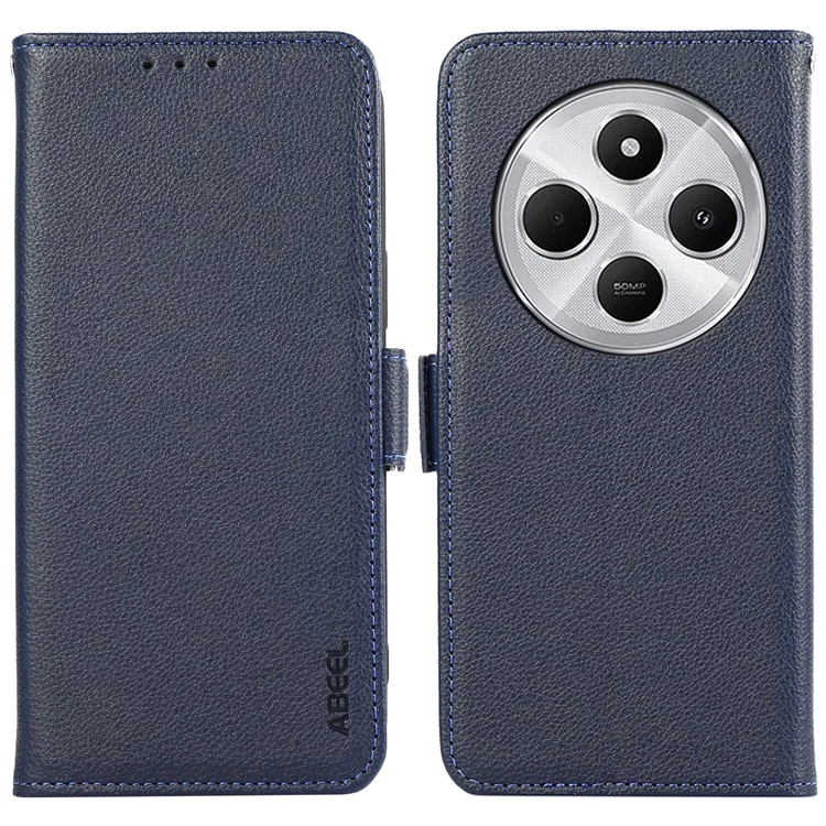 Abiel For Xiaomi Redmi 14C 4G Case Litchi Texture Кожа RFID Блокировка Телефона - Синий