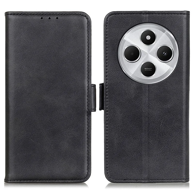 Für Xiaomi Redmi 14c 4G Hülle Stand Cowide Textur PU Leder Telefonabdeckung - Schwarz
