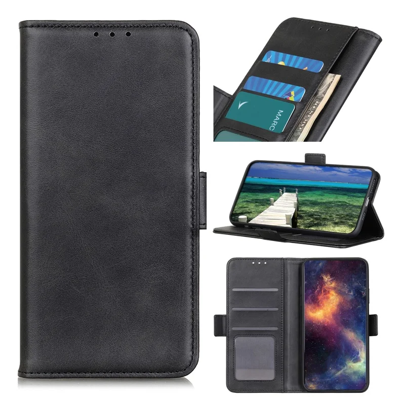 Für Xiaomi Redmi 14c 4G Hülle Stand Cowide Textur PU Leder Telefonabdeckung - Schwarz