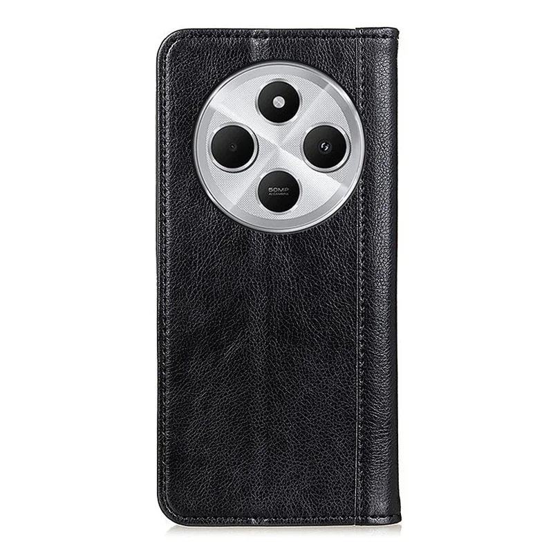 Para Xiaomi Redmi 14C 4G Stand Case Split Litchi Litchi Texture Willet Telep Cubierta - Negro