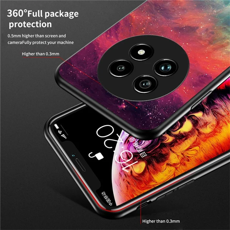 For Realme 13 Pro 5G (Global) / 13 Pro+ 5G (Global) Case Starry Sky Pattern Tempered Glass Phone Cover - Scattering Starry