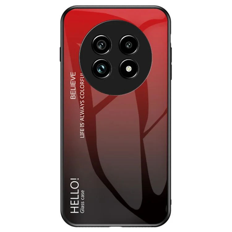 For Realme 13 Pro 5G (Global) / 13 Pro+ 5G (Global) Case Anti-Scratch Tempered Glass + PC+TPU Phone Cover - Gradient Red Black