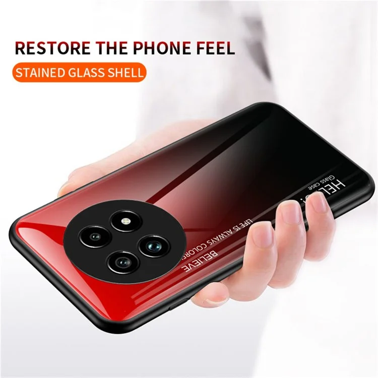 For Realme 13 Pro 5G (Global) / 13 Pro+ 5G (Global) Case Anti-Scratch Tempered Glass + PC+TPU Phone Cover - Gradient Red Black