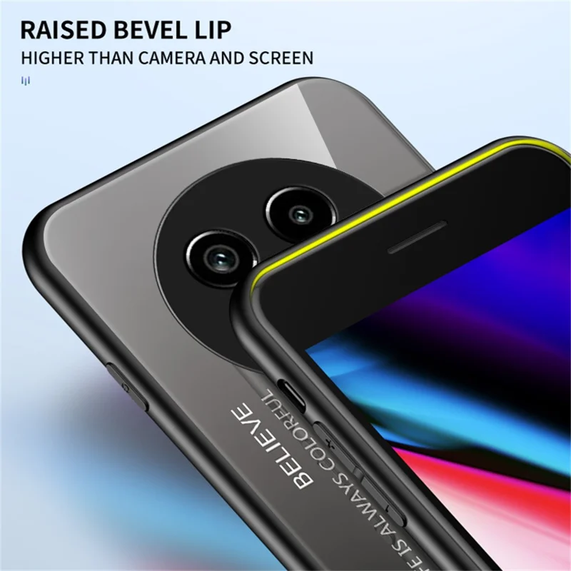 For Realme 13 Pro 5G (Global) / 13 Pro+ 5G (Global) Case Anti-Scratch Tempered Glass + PC+TPU Phone Cover - Gradient Red Black