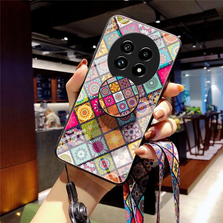 Para Realme 13 Pro 5g Case Kickstand Patternnic Padrão Tampa de Vidro Temperado Com Cinta - Padrão de Cores