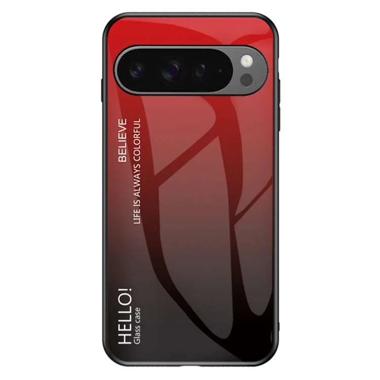 Per Google Pixel 9 Pro XL Case Anti-Scratch Tempered Glass + PC+TPU Phone Cover - Gradiente Rosso Nero