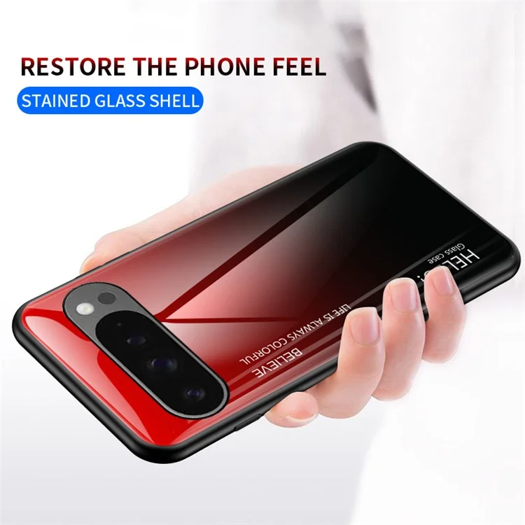 Per Google Pixel 9 Pro XL Case Anti-Scratch Tempered Glass + PC+TPU Phone Cover - Gradiente Rosso Nero