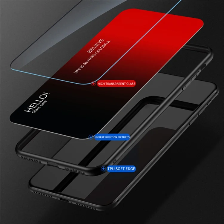 Per Google Pixel 9 Pro XL Case Anti-Scratch Tempered Glass + PC+TPU Phone Cover - Gradiente Rosso Nero