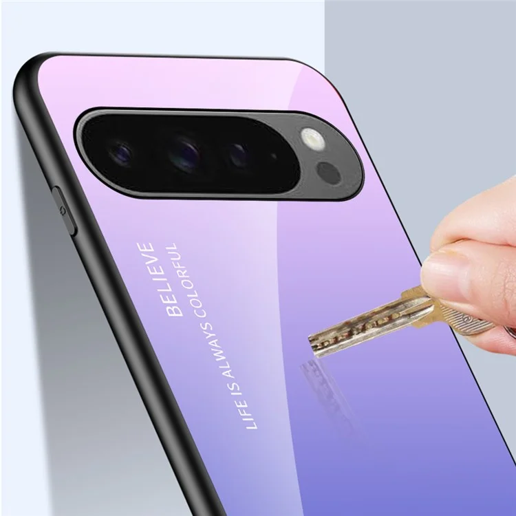 Per Google Pixel 9 Pro XL Case Anti-Scratch Tempered Glass + PC+TPU Phone Cover - Gradiente Rosso Nero