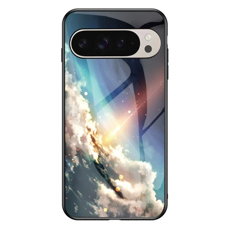 Per Google Pixel 9 / Pixel 9 Pro Case Starry Sky Pattern Tempered Glass Phone Cover - Bright Starry Sky