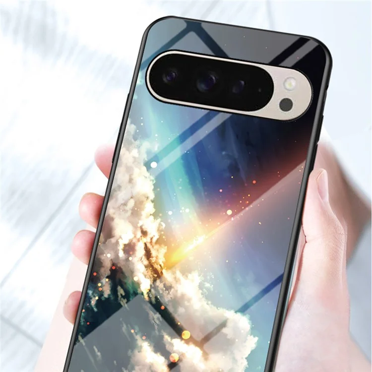 Per Google Pixel 9 / Pixel 9 Pro Case Starry Sky Pattern Tempered Glass Phone Cover - Bright Starry Sky