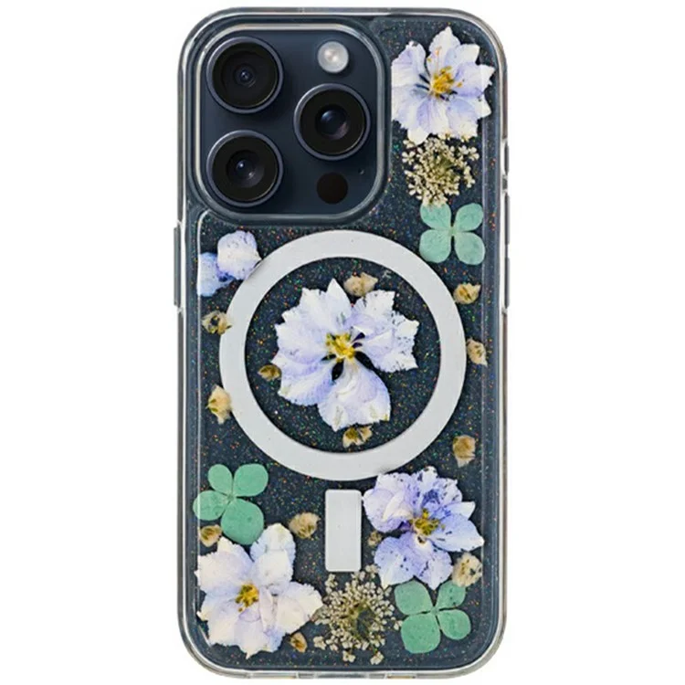 Серия Kzdoo Mag Flowers Для Iphone 16 Pro Case, Совместимый с Magsafe Antip-drop TPU+PC Phone Cople - Сирень