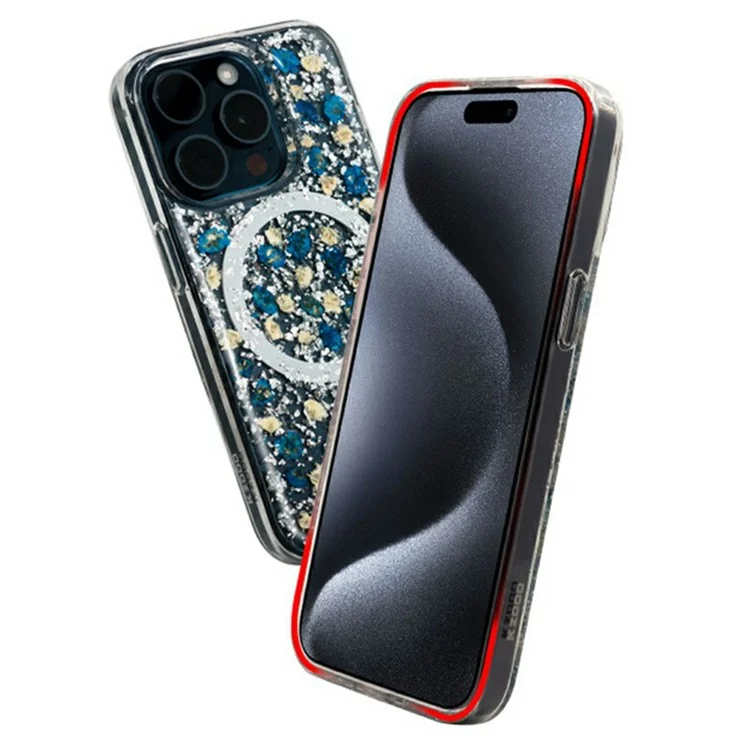 Серия Kzdoo Mag Flowers Для Iphone 16 Pro Case, Совместимый с Magsafe Antip-drop TPU+PC Phone Cople - Сирень