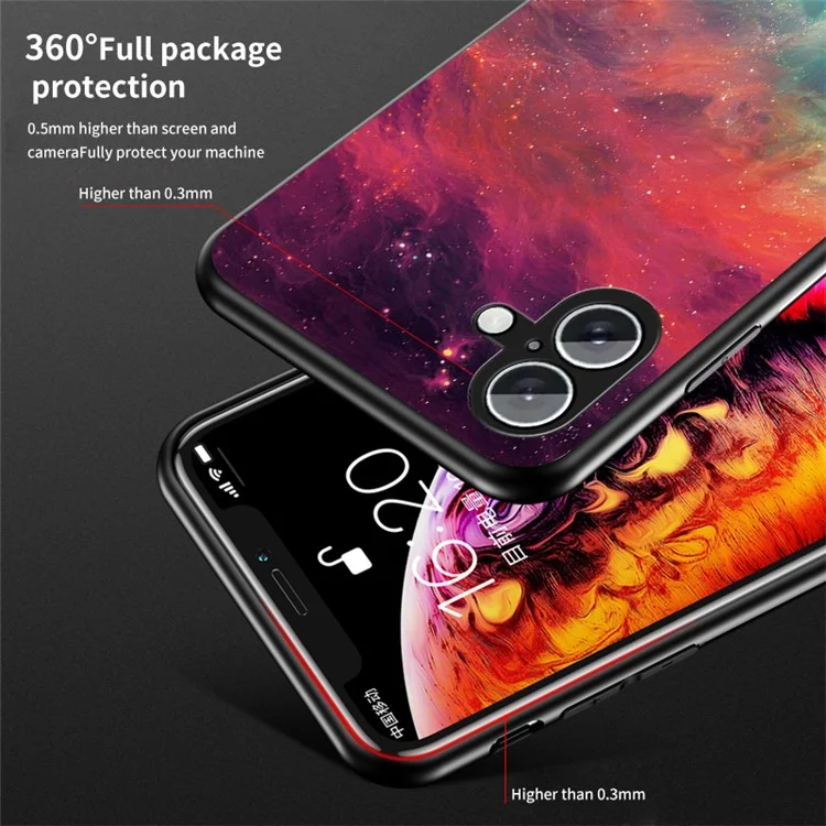 Para Iphone 16 Plus Case Starry Sky Patrón de Vidrio Templado Teléfono - Cielo Estrellado Brillante