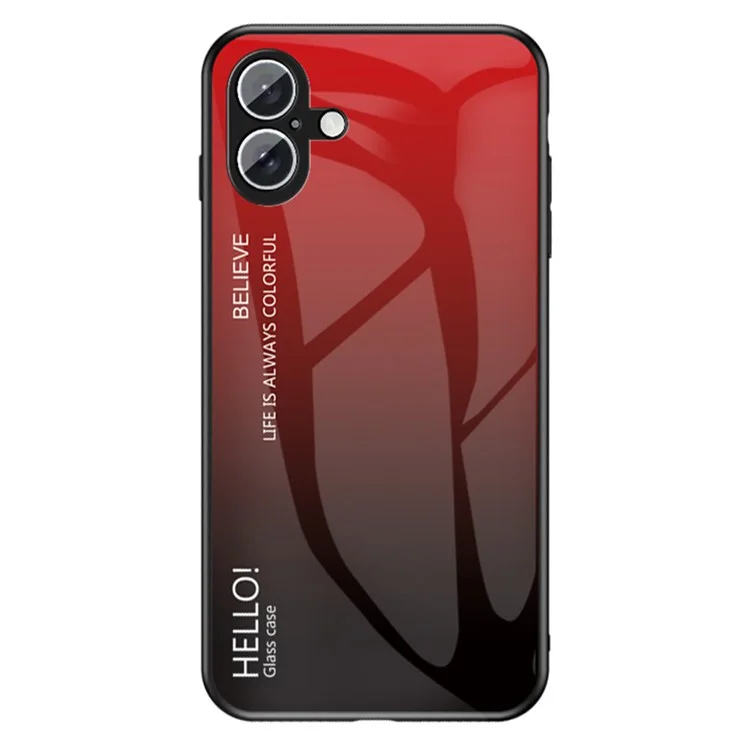 Для Iphone 16 Plus Case Anty Scratch Temdered Glass + pc + Tpu Cople Phone Cover - Градиент Красный Черный