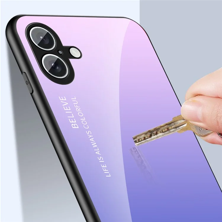 Для Iphone 16 Plus Case Anty Scratch Temdered Glass + pc + Tpu Cople Phone Cover - Градиент Красный Черный