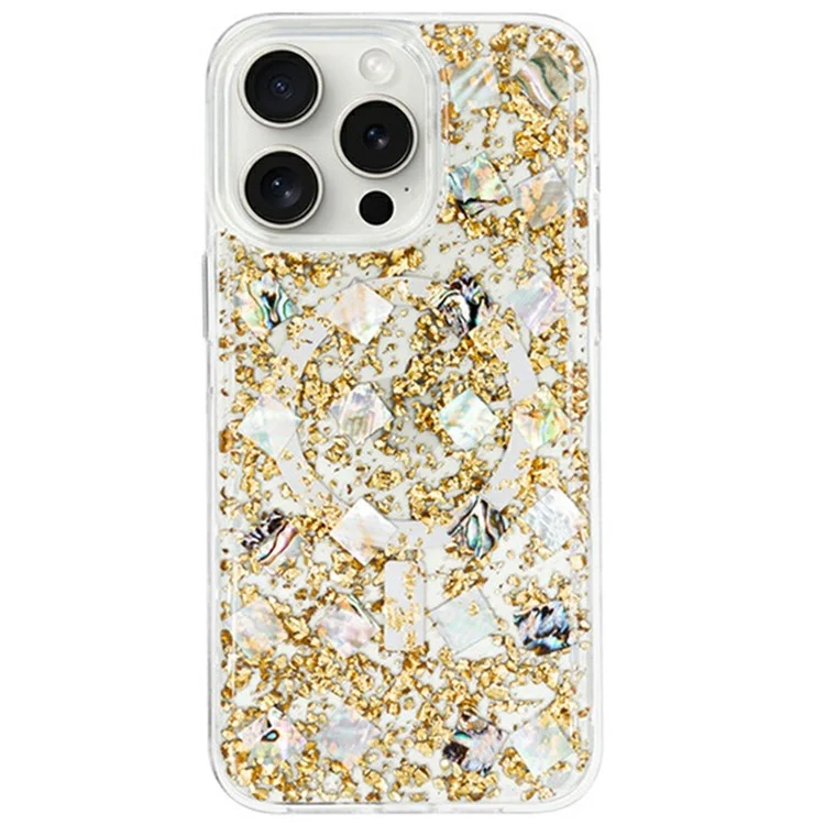 KZDOO Mag Flash Series for iPhone 16 Pro Case Compatible with MagSafe Seashell Shining TPU+PC Phone Cover - Gold