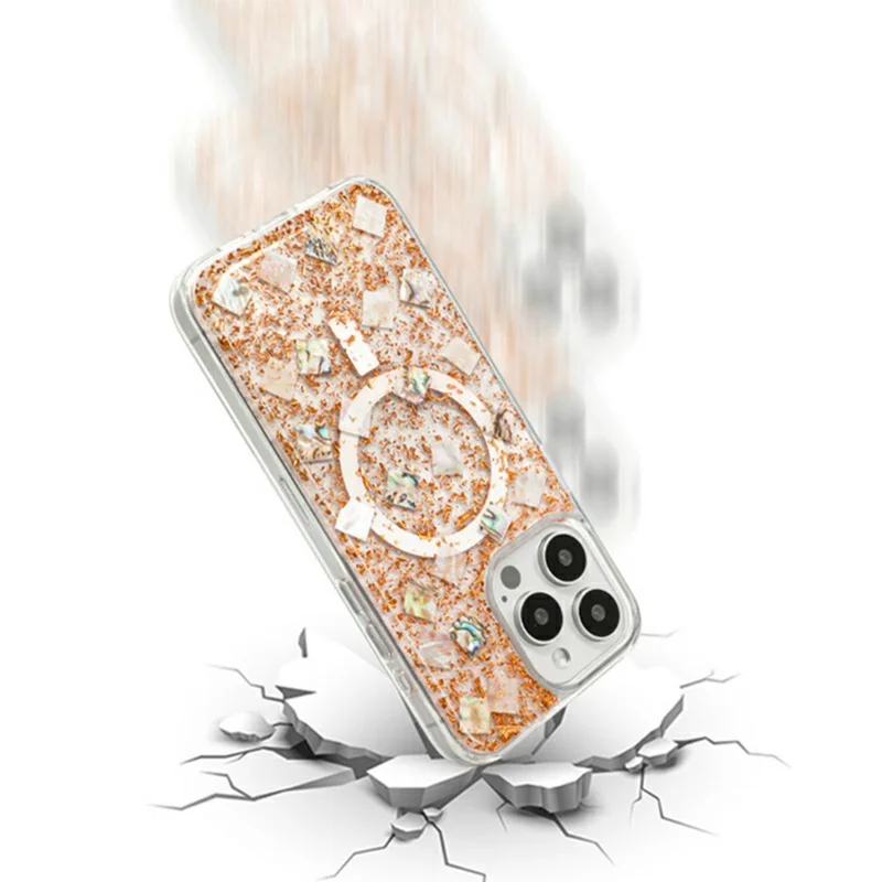 KZDOO Mag Flash Series for iPhone 16 Pro Max Case Compatible with MagSafe Seashell Shining TPU+PC Phone Cover - Rose Gold