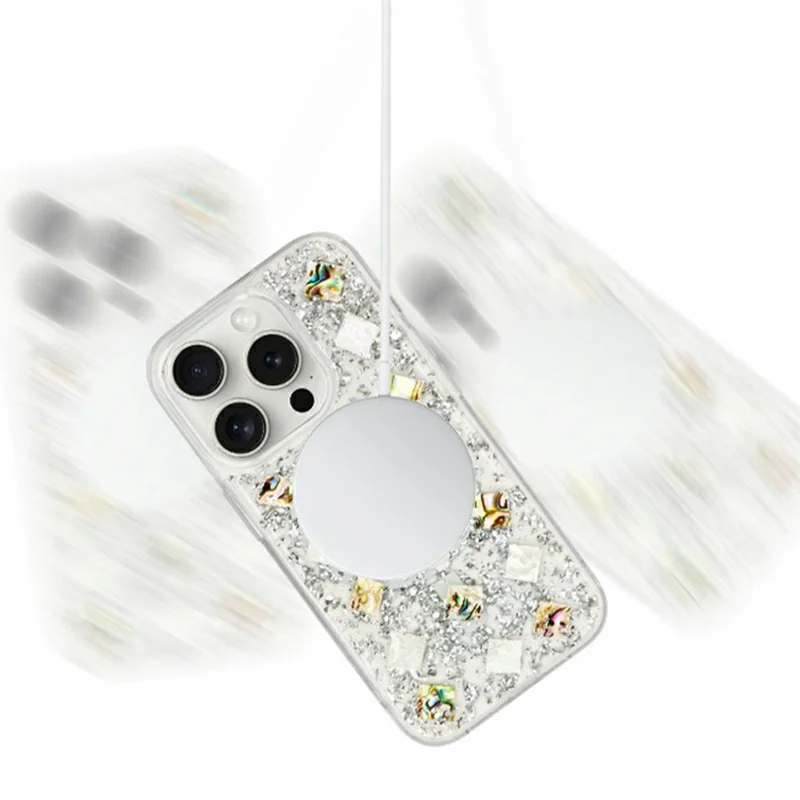 KZDOO Mag Flash Series for iPhone 16 Pro Max Case Compatible with MagSafe Seashell Shining TPU+PC Phone Cover - Rose Gold