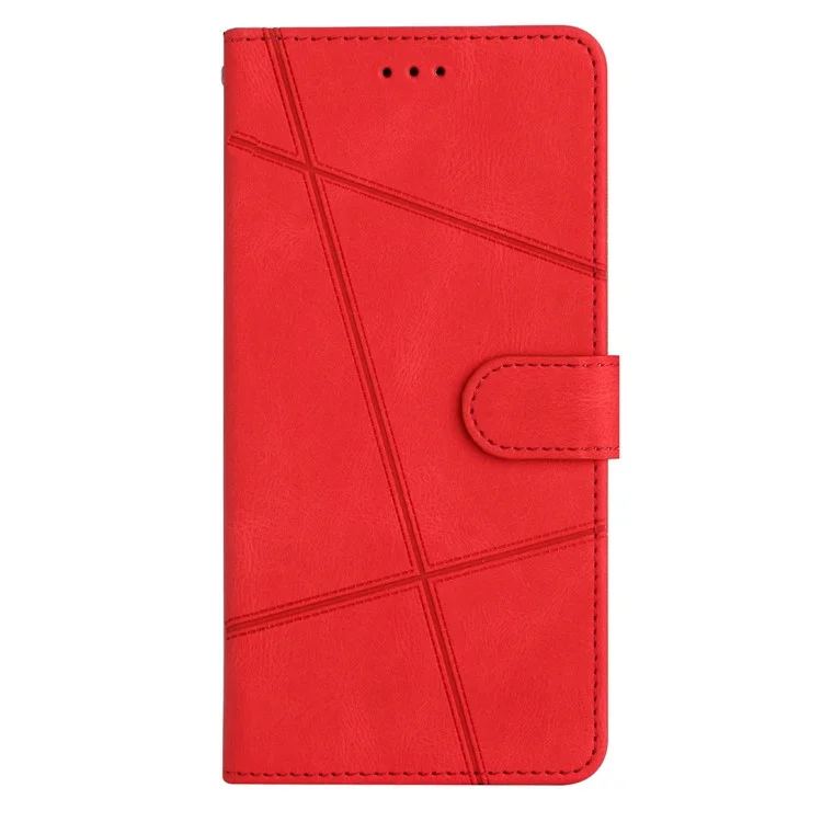 Per Xiaomi Poco C75 4G / Redmi 14R 5G / 14C 4G Custodia Portafoglio Linea Impresso Pelle Anti-Caduta Touch-Skin Flip Phone Cover - Rosso