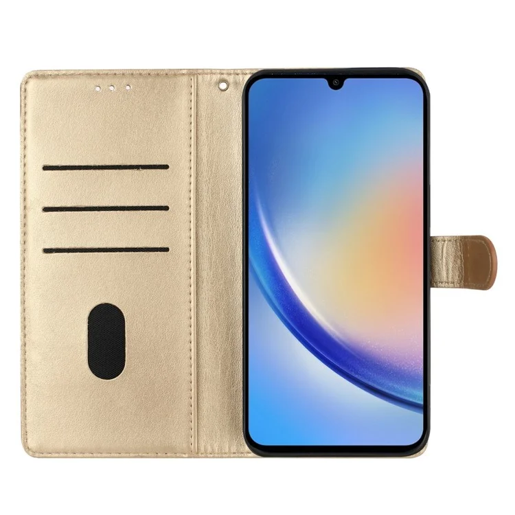 Para Xiaomi Redmi 14C 4G Billetera Case de Teléfono Butterfly Floral Impresión Flip Cover Flip - Oro