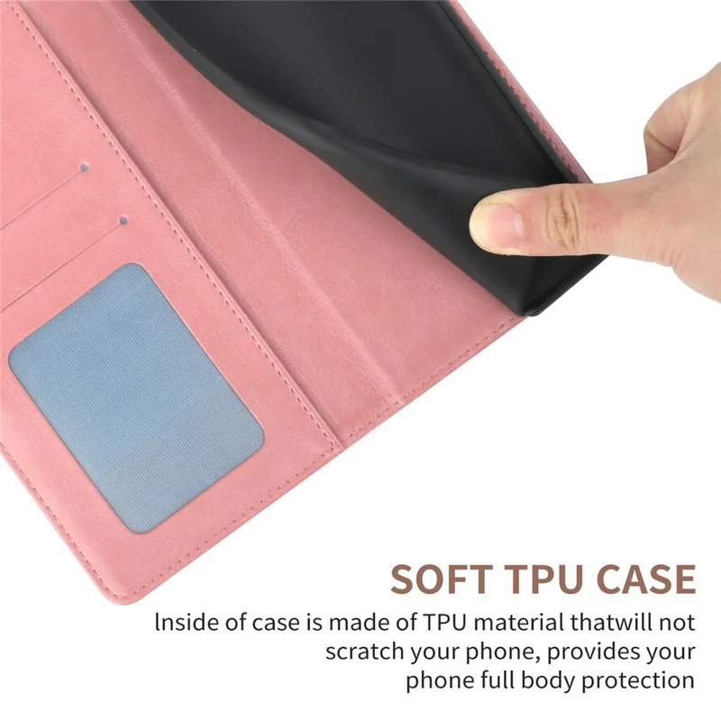 Capa de telefone de couro com linhas em formato de Y para Xiaomi Redmi 14C 4G - Rosa