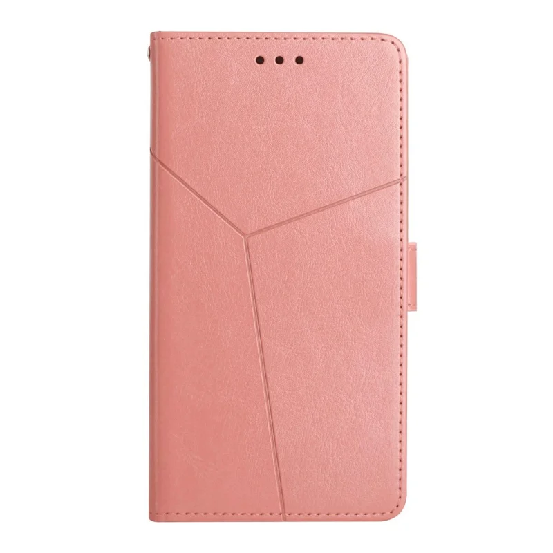 Capa de telefone de couro com linhas em formato de Y para Xiaomi Redmi 14C 4G - Rosa