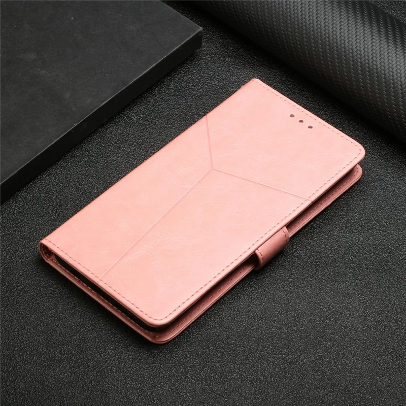 Capa de telefone de couro com linhas em formato de Y para Xiaomi Redmi 14C 4G - Rosa