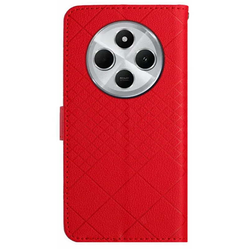 HT06 Para Xiaomi Redmi 14C 4G Case de Teléfono de Billetera Impresión PU Folio Folio Pul - Rojo