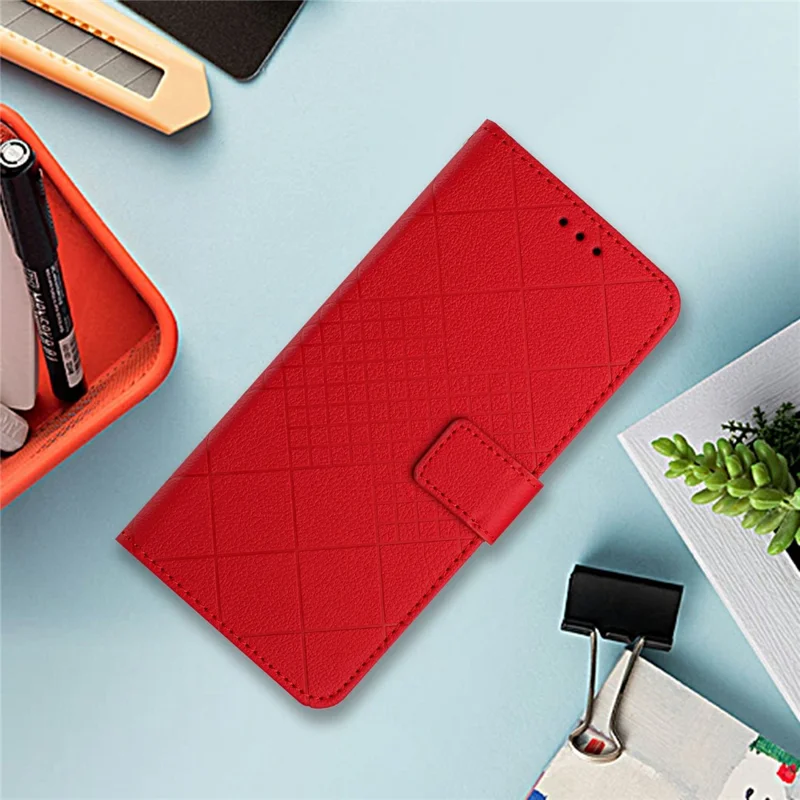 HT06 Para Xiaomi Redmi 14C 4G Case de Teléfono de Billetera Impresión PU Folio Folio Pul - Rojo