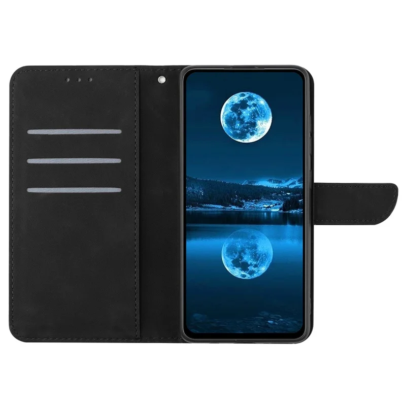 HT05 For Xiaomi 14T Pro Case Skin-Touch Lines PU Leather Flip Phone Cover - Black