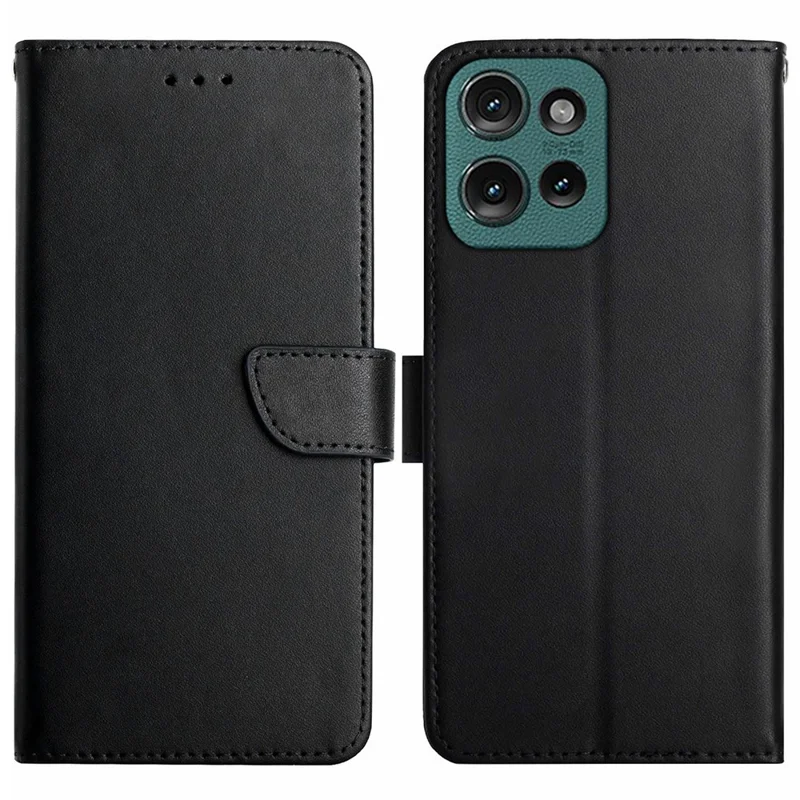 HT02 Para Motorola Edge 50 Neo 5G Case Genuino de Cuero de Vaca Textura Nappa Textura - Negro