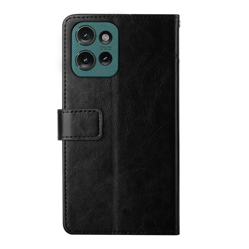 HT01 Para Motorola Edge 50 Neo 5G Case en Forma de y Impresión de la Cubierta Del Teléfono de Cuero - Negro