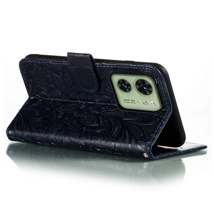 Per Motorola Bordo 40 5 g di Fiori in Pizzo PU Flip Worhatet Cover Del Telefono - Nero