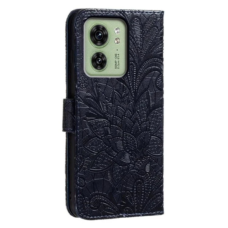 Per Motorola Bordo 40 5 g di Fiori in Pizzo PU Flip Worhatet Cover Del Telefono - Nero